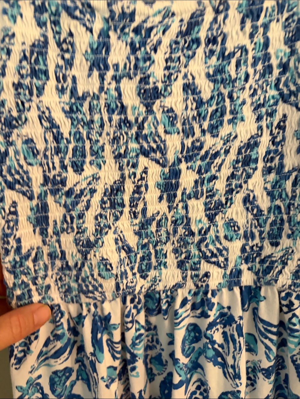 Lilly Pulitzer Blue and White Floral Smocked Dress - Picture 3 of 5